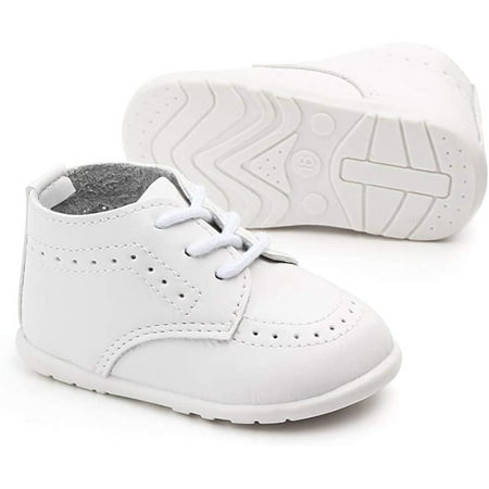 

QWZNDZGR Infant Baby Boys Girls Classic PU Leather Wedding Loafers Brogue Toddler Oxford Dress Shoes First Steps Walking Flat Lazy Crib Shoe
