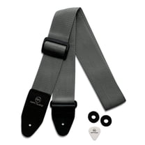 Riffi Audio Guitar & Bass Strap Gray with Pick and Strap Locks 2-Inch