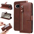 thumbnail image 2 of Wallet Case for Google Pixel 8 with Zipper Pocket & Card Slots – Stand Function Brown, 2 of 6