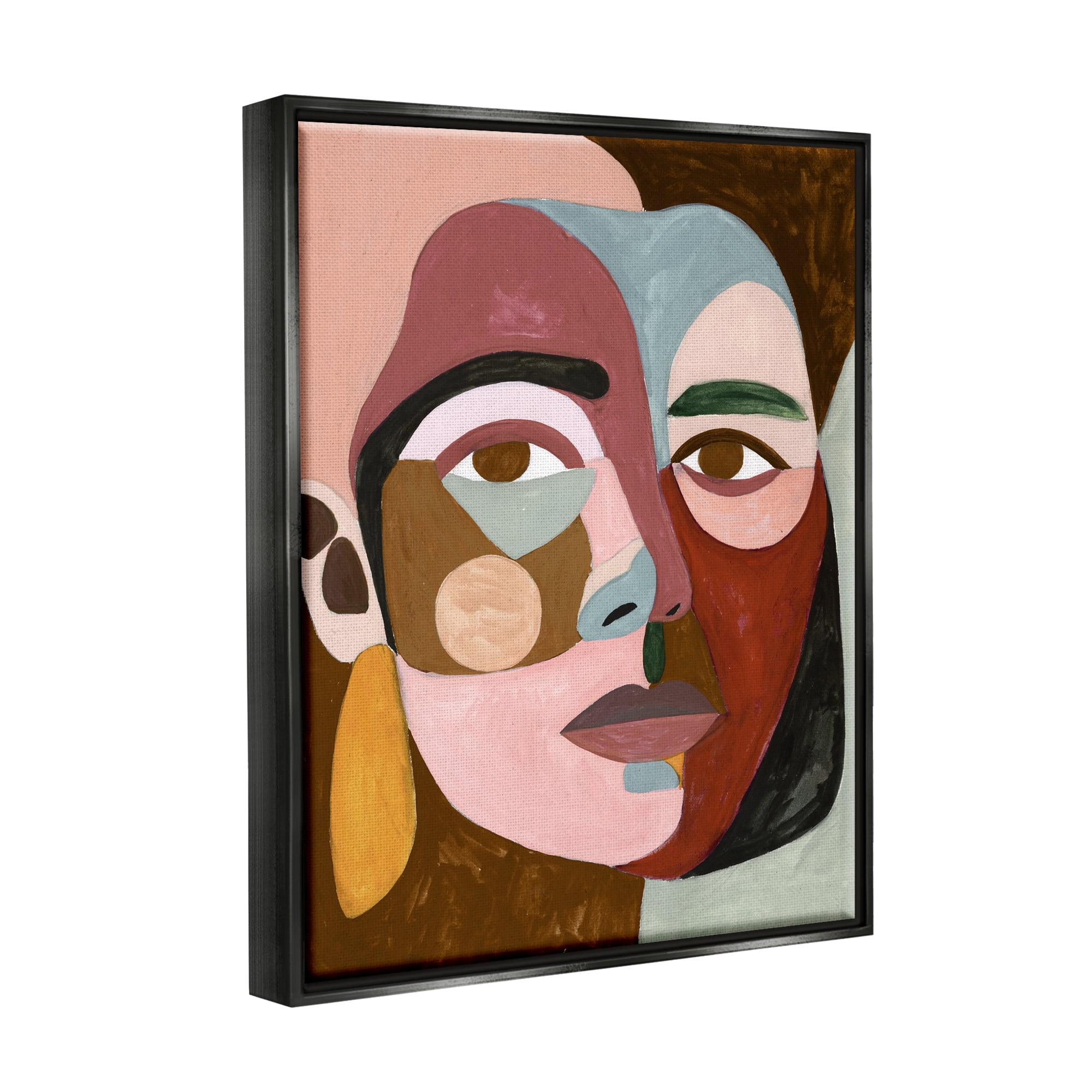 Stupell Industries Contemporary Abstract Face Abstract Painting Black Floater Framed Art Print Wall Art