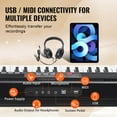 thumbnail image 4 of VEVOR Clavier Piano Numérique à 61 Touches Électrique Portable avec Support Réglable, 4 of 9