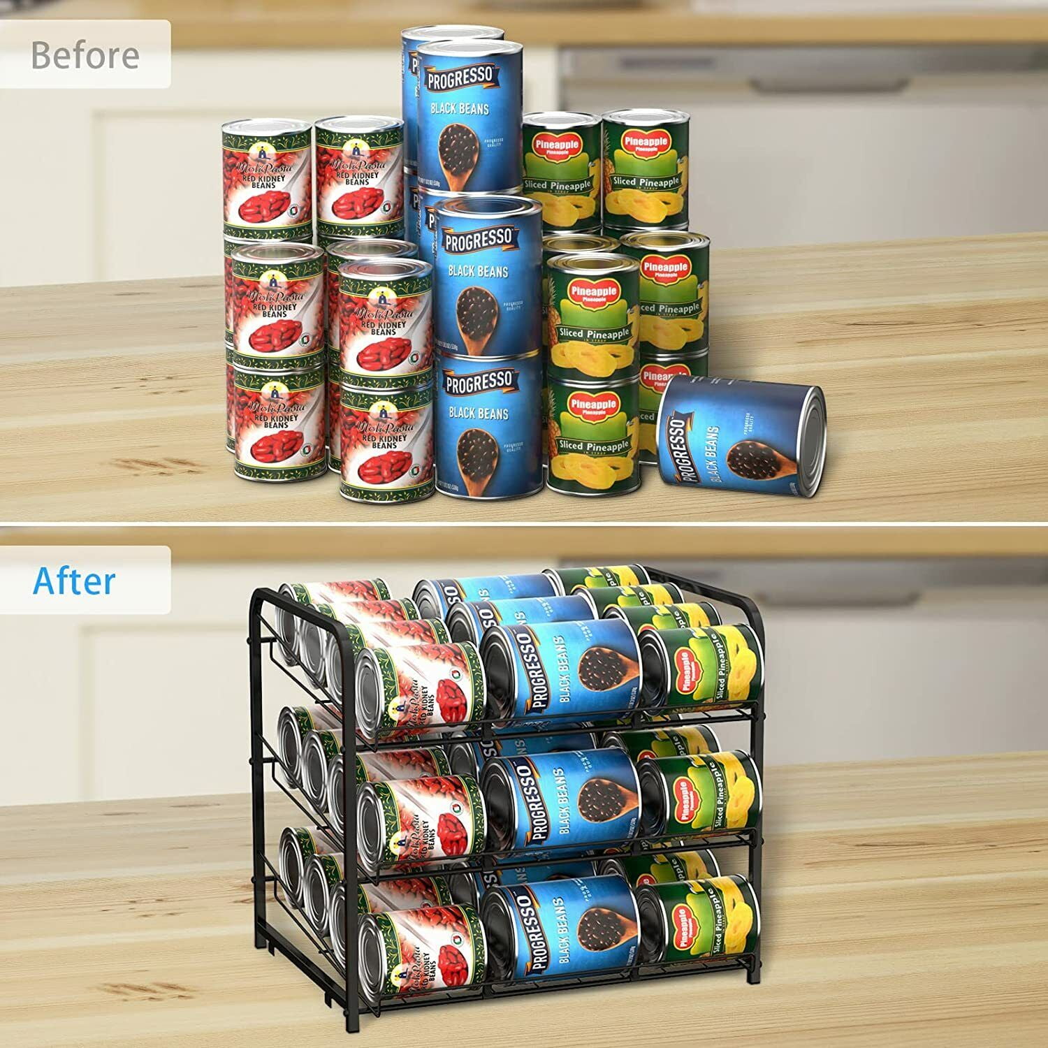 2 Pack Can Rack Organizer, Stackable Can Storage Dispenser Holds up to 72 Cans