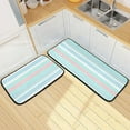 thumbnail image 7 of Aqua Pink Stripes Kitchen Rug Mats 2PCS Non Slip 47" x 20" + 28" x 20" Kitchen Carpet Floor Mat Hallway Rugs Anti Fatigue Doormat Home Decor, 7 of 7