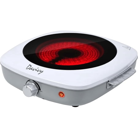 Davivy Single Burner 7.9 in White Hot Plates with Digital Display