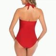 thumbnail image 6 of Hessimy Tummy Control Swimwear Halter One Piece Vintage Retro Swimsuit Womens Ruched Push Up Bathing Suit(Red,L), 6 of 6