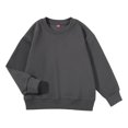 thumbnail image 1 of Blusas y camisas de manga larga con cuello redondo para niños, sudadera deportiva informal de color liso con cuello redondo y manga larga para niñas, top de poliéster, 1 of 4