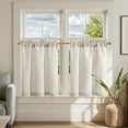 thumbnail image 1 of Striped Linen Kitchen Curtains 24 Inches Tier Curtains Farmhouse Modern Cafe Style Small Window Treatments Airy Light Filtering Rod Pocket for Living Room Bathroom 2 Panels Taupe Grey, 1 of 7