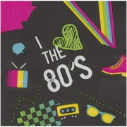 150PC Luncheon Cocktail Disposable Napkins Totally 80s Party Supplies, 2-Ply