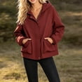thumbnail image 4 of Htigea Fall Jackets for Women Full Zip Up Hooded Coat Lightweight Outdoor Active Jacket with Pockets Red L, 4 of 7