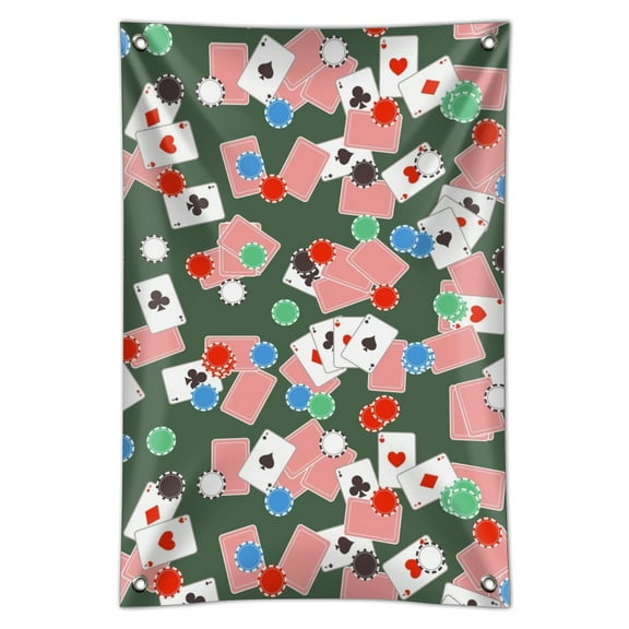 Poker Chips and Ace Cards Pattern Home Business Office Sign