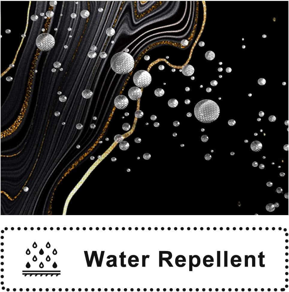 Marble Shower Curtain, Gold and Black Luxury Liquid Marble Shower Curtain Set for Bathroom Waterproof Polyester Fabric Modern Ink Texture Bathroom Decor with Hooks, 72x72 Inch