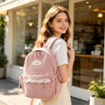 thumbnail image 4 of Y2K Corduroy Backpack with Bow Star & Lace , Preppy Kawaii Daily Daypack, 4 of 4