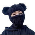 thumbnail image 2 of Knit Animal Ear Winter Hat - Big Ears Fleece Beanie with Face Warmer, Sweet Style Cold Weather Masked Cap, 2 of 8