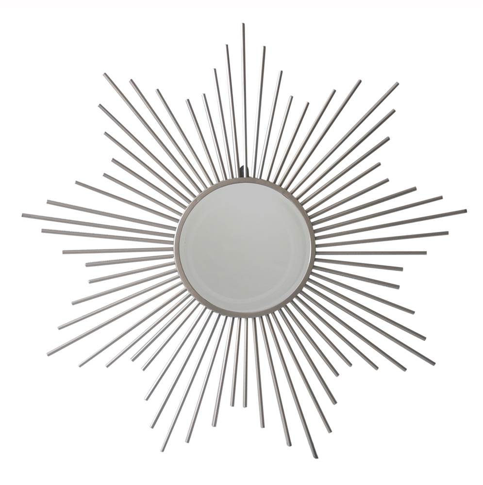 Metal Sunburst Mirror in Silver