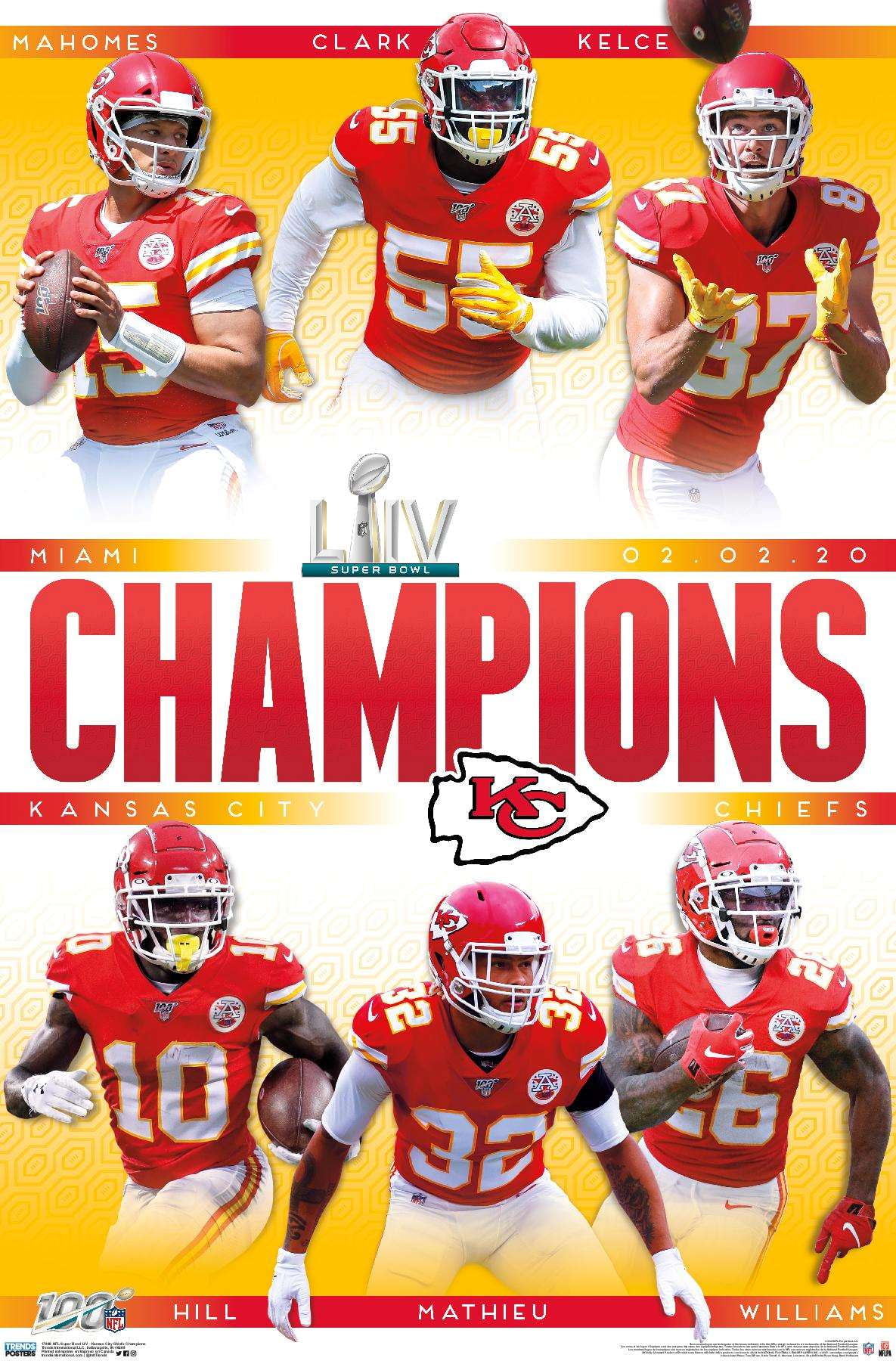 NFL Commemorative Super Bowl LIV Kansas City Chiefs Champions Poster
