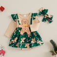 thumbnail image 2 of Newborn Baby Girl Christmas Outfit Santa/Gingerbread Man Long Sleeve Romper Dress with Headband Set Infant Xmas Clothes, 2 of 8
