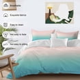 thumbnail image 3 of 3 Piece Pink Teal Ombre Duvet Cover Set Twin Size,Microfiber Comforter/Quilt Cover with Corner Ties and 2 Pillowcases,Modern Abstract Art Gradient Aesthetics All Season Bedding with Zipper Closure, 3 of 8