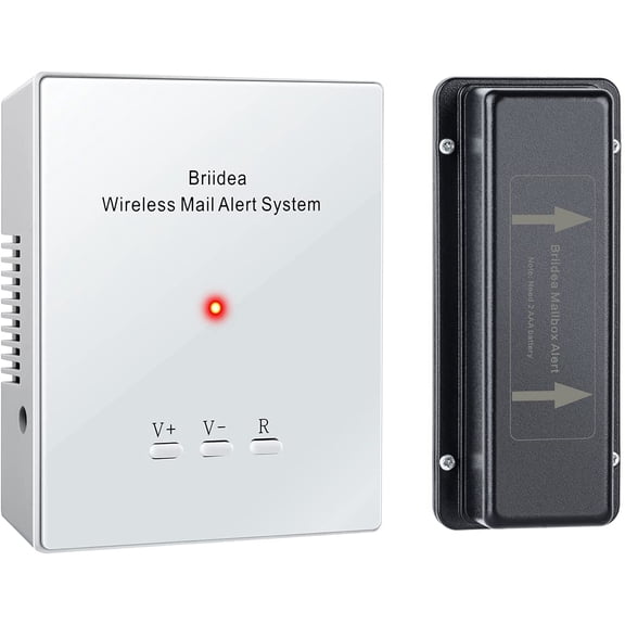 Mailbox Alarm, Briidea 500ft Wireless Mailbox Alert with LED Light Flashing and Sound Reminders