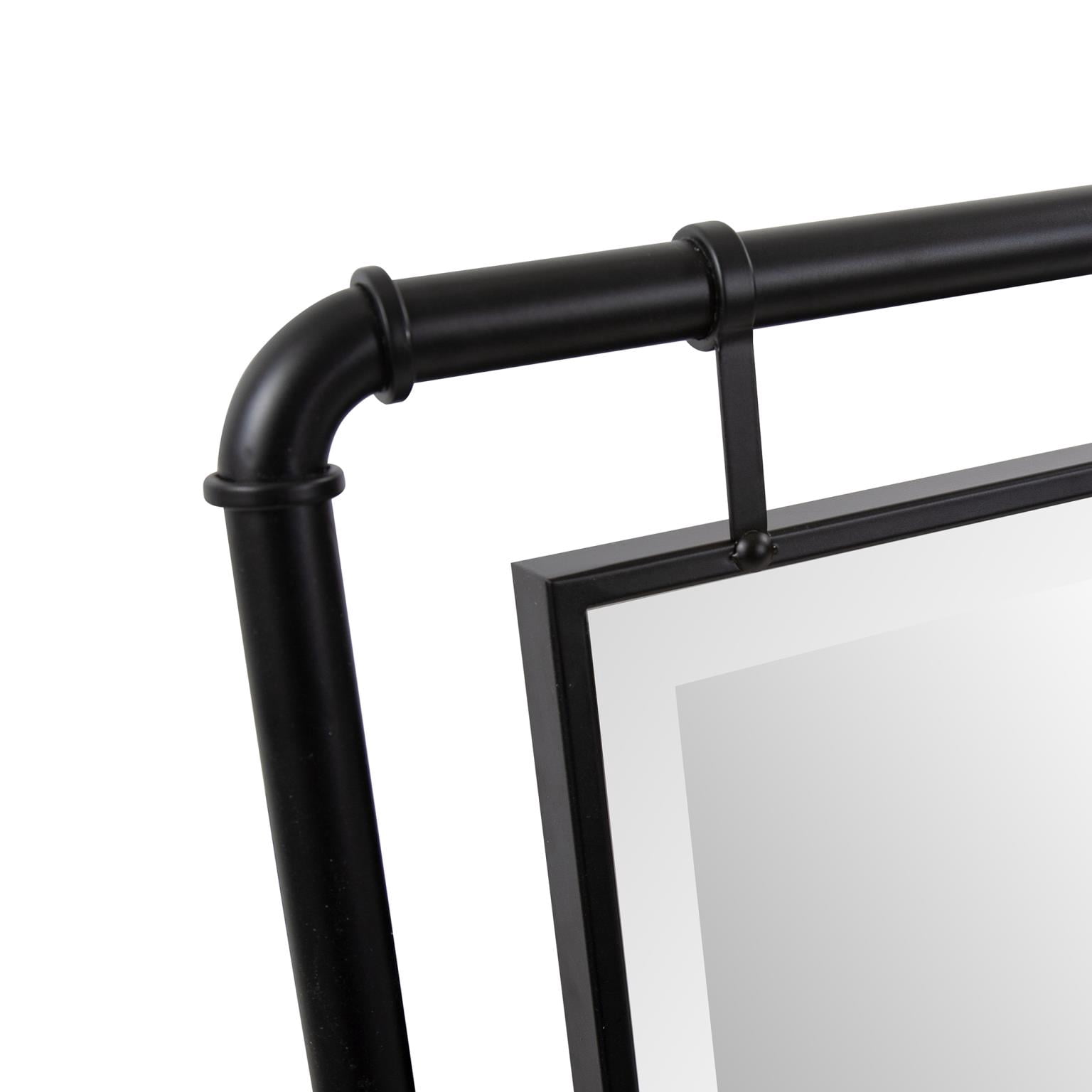 Tyler Dillon Matte Black Pipe Framed Industrial Dressing Mirror - 42"H x 18"W x 2"D