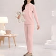 thumbnail image 5 of Loopsun Girls Long Sleeve Round Neck Shirts with and Pants Thermal Loungewear Outfit Pink, 13-14 Years, 5 of 5