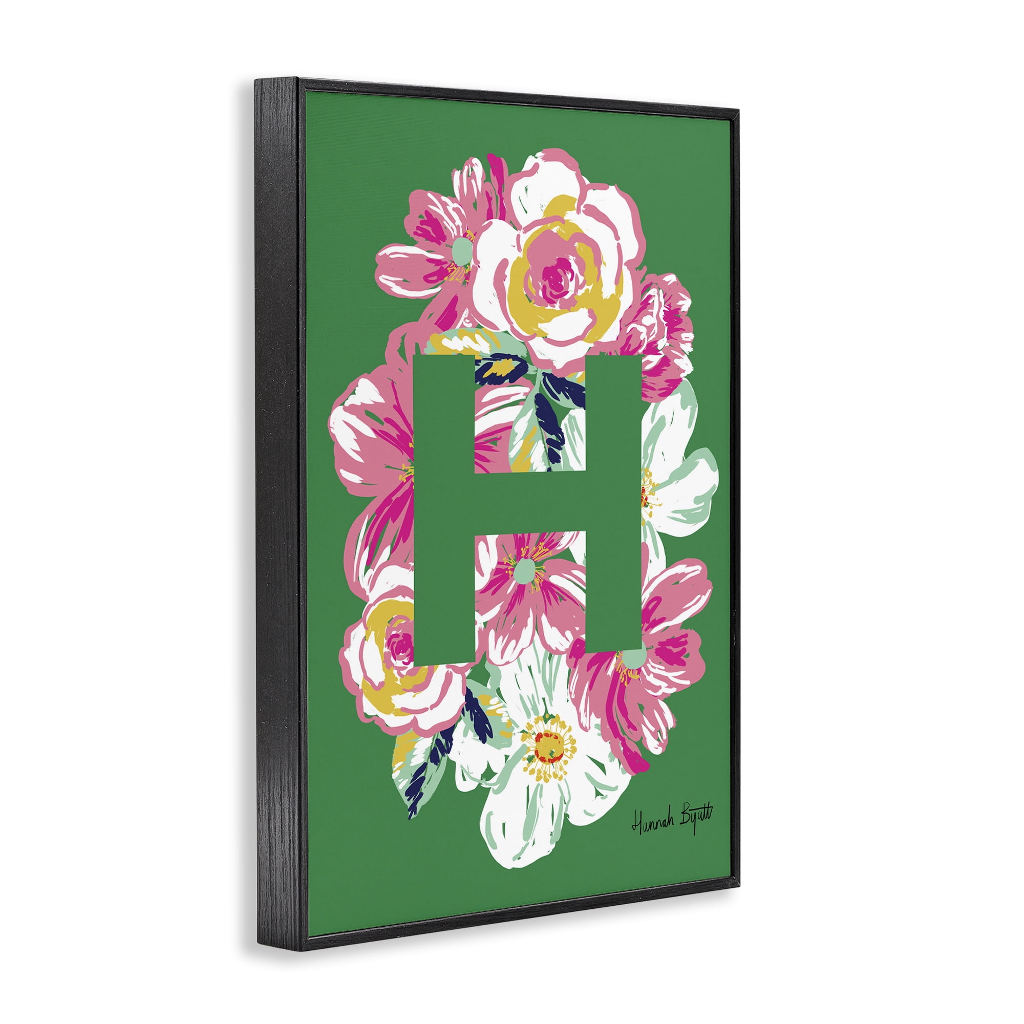 Stupell Industries Floral Bloom Letter H Botanical & Floral Painting Black Framed Art Print Wall Art, 20 x 30