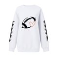 thumbnail image 5 of Football Sweatshirts for Women Game Day Long Sleeve Crew Neck Tunic Tops Baseball Shirt Workout Tops Comfort Hoodie Football Season Shirts Fall Fashion Must Haves Baggy Plain Pullover Sweaters White, 5 of 6