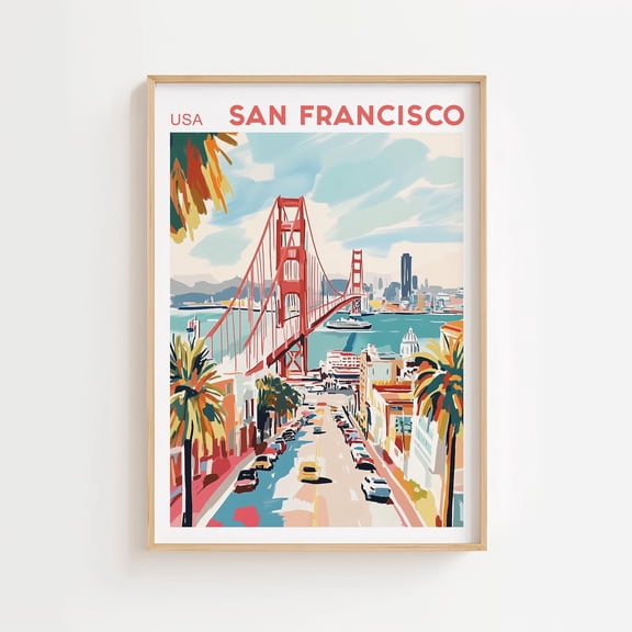 San Francisco Wall Art, Golden Gate Print,San Francisco Art Print, San Francisco Skyline, San Francisco Aesthetic Decor, Travel Poster Print, Size 8x12 UNFFRAMED F03.1.8l2265