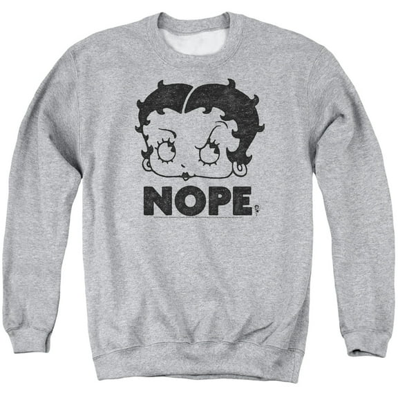 Betty Boop Boop Nope Adult Crewneck Sweatshirt Athletic Heather