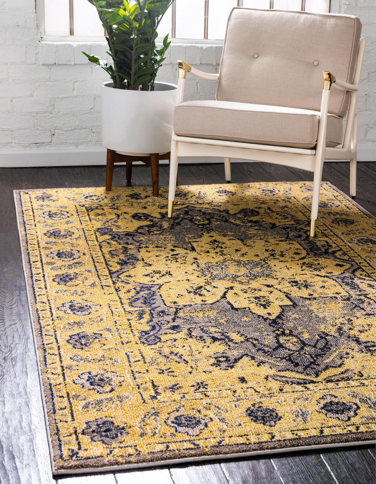 Rugs.com Fleur Collection Rug – 10' x 16' Gray Medium-Pile Rug Perfect ...