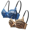 thumbnail image 3 of Zynoxe 2PC Plus Size Lace Balconette Bra with Bow Detail Supportive Underwire Push Up Bra Solid Color Everyday Underwear, 3 of 8