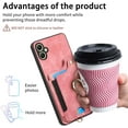 thumbnail image 5 of Phone Case for Samsung Galaxy A05 Wallet Cover with Tempered Glass Screen Protector and Wrist Strap Lanyard RFID Credit Card Holder Ring Stand Cell Accessories Ao5 A 05 Women Girl Men Pink, 5 of 12