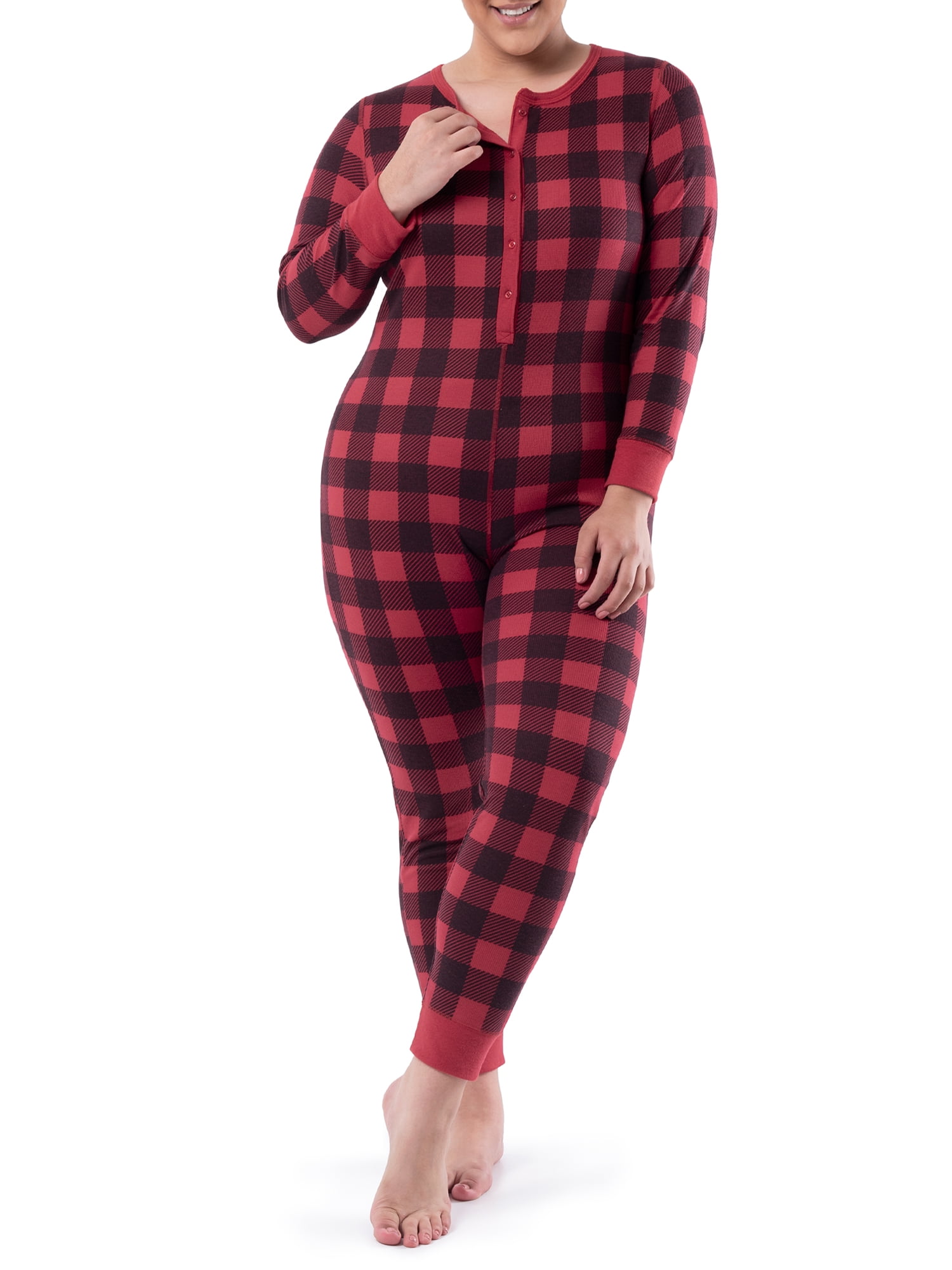 Fruit of the Loom Women's and Women's Plus Long Underwear Waffle Thermal Union Suit