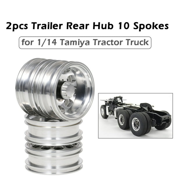2pcs Trailer Rear Hub Aluminum Alloy Rim 10 Spokes for 1/14 Tamiya