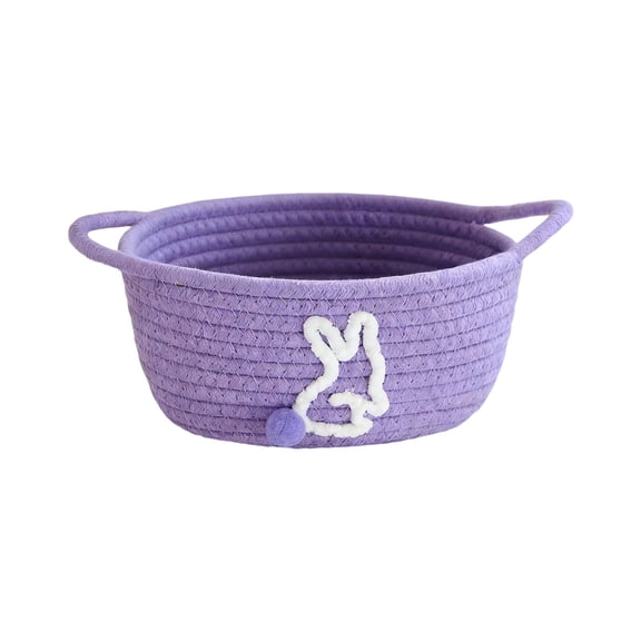 Gnwei Small Easter Basket, Woven Basket,Small Rope Storage Bin with Handles & Ribbon Bag, Organizer for Shelves Closets,Gift Basket Empty for Birthday,Books,Dog Toys
