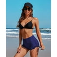 thumbnail image 4 of Charmo Women Scalloped Swim Shorts Drawstring Board Shorts Swimsuit Bottom, 4 of 7