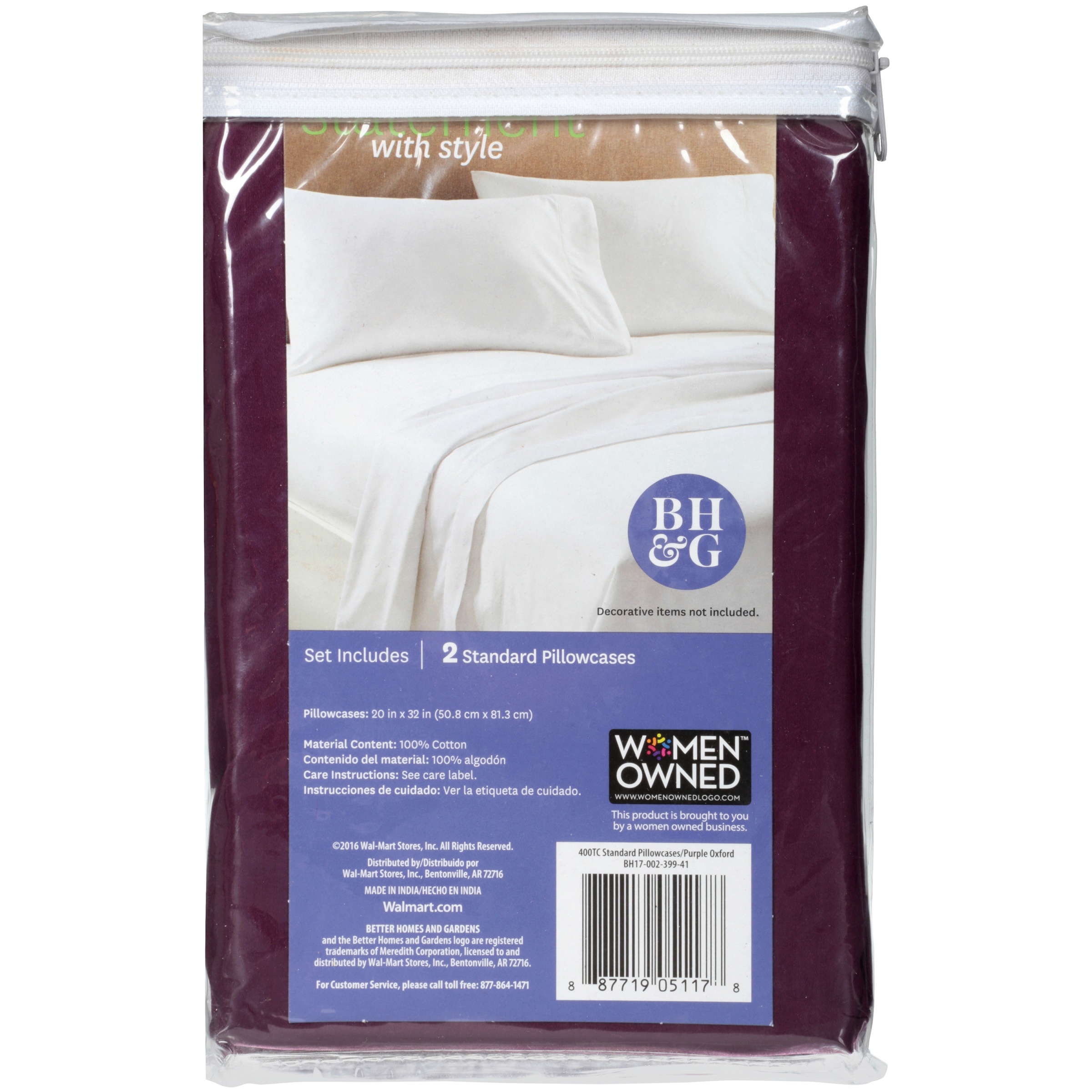 Better Homes & Gardens 400 Thread Count Solid Performance Aero Balance  Pillowcase