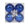 thumbnail image 2 of Vickerman 4" Blue Shiny and Matte Mirror Ball Christmas Ornament with Glitter Accents, 4 per Box, 2 of 2