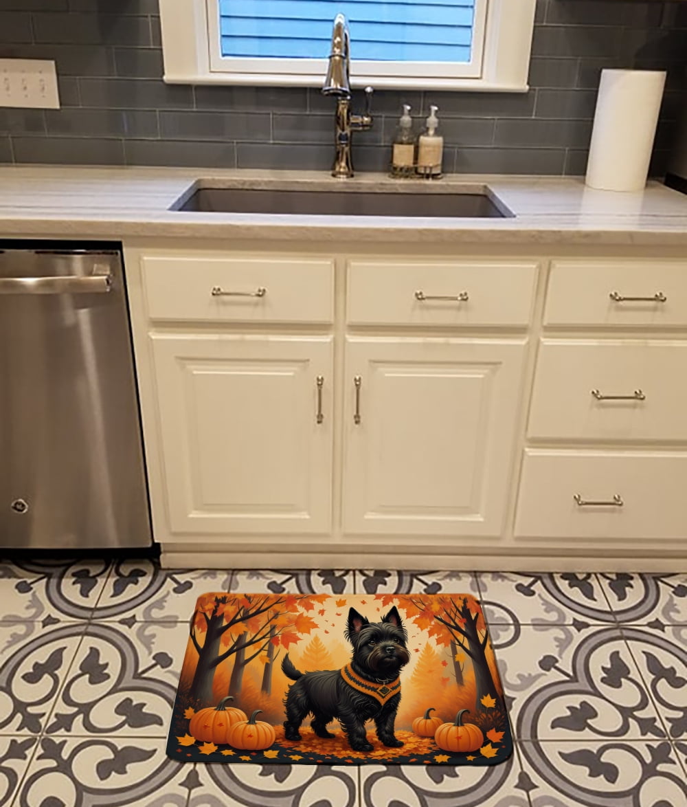 Black Cairn Terrier Fall Memory Foam Kitchen Mat 27 in x 19 in