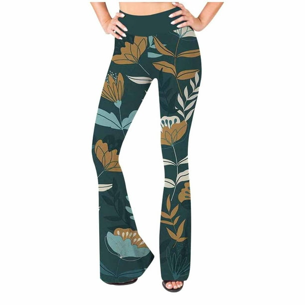 Leggings de entrenamiento de talle alto para mujer Pantalones de yoga acampanados con control de barriga elásticos que no se ven a través Pompotops ulkah944296