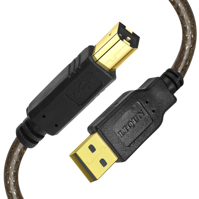 wqlpp-Printer Cable 20 ft, USB A Male to B Male Printer Scanner Cable High Speed Shielded USB A to B Cable for HP, Canon, Brother, Lexmark, Epson, Dell, Xerox, Samsung etc