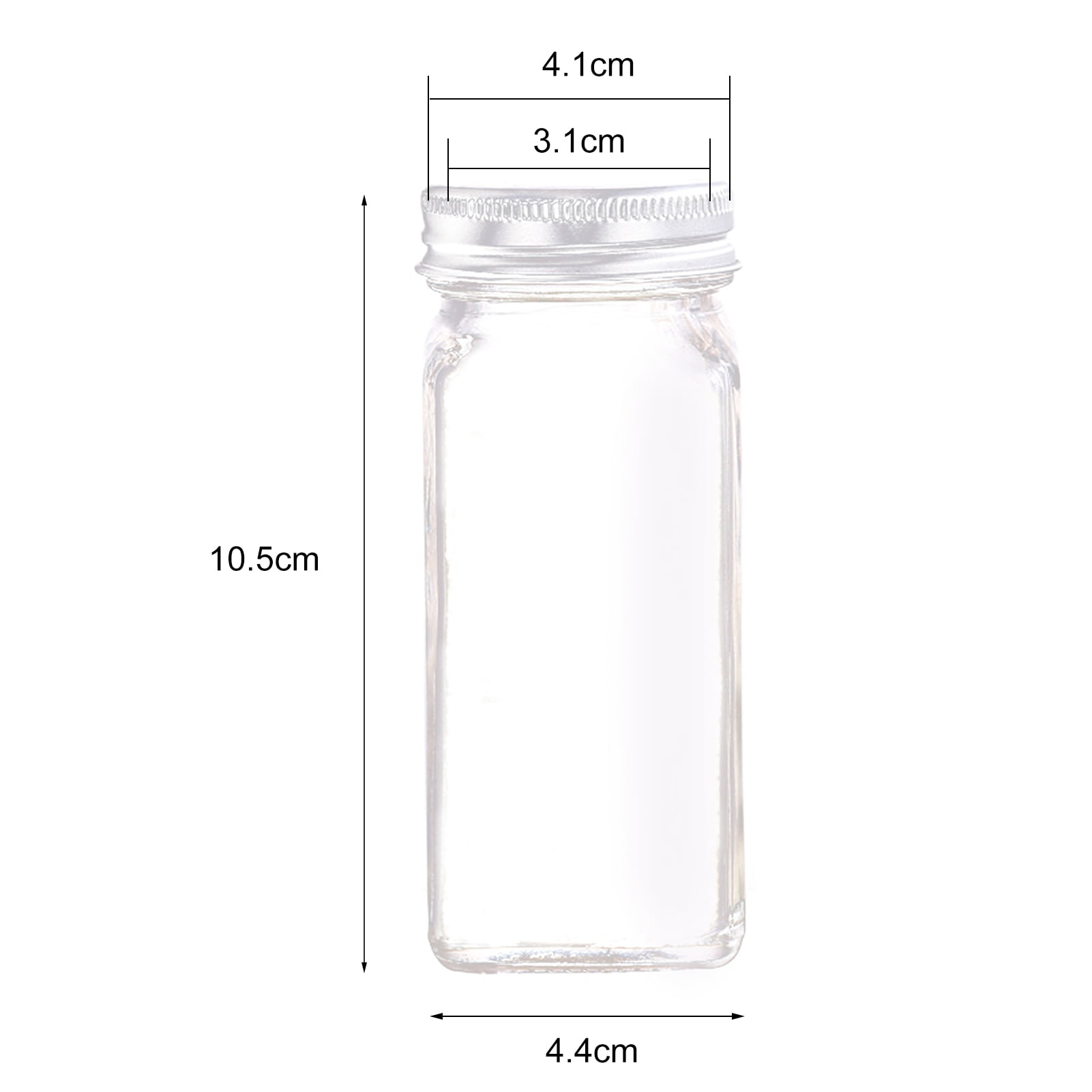 homelike style 3.4 oz small glass spice jars, empty mini square glass spice  bottles with airtight flip top lids, chalkboard l
