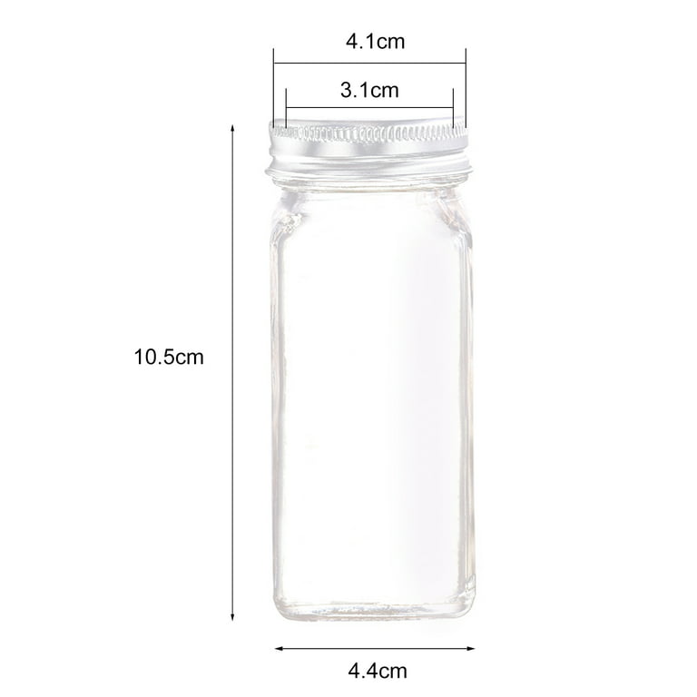 CycleMore 48 Pack 4oz Glass Spice Jars Bottles, Square Spice Containers  with Silver Metal Caps and Pour/Sift Shaker Lid-80pcs Black Labels,1pcs