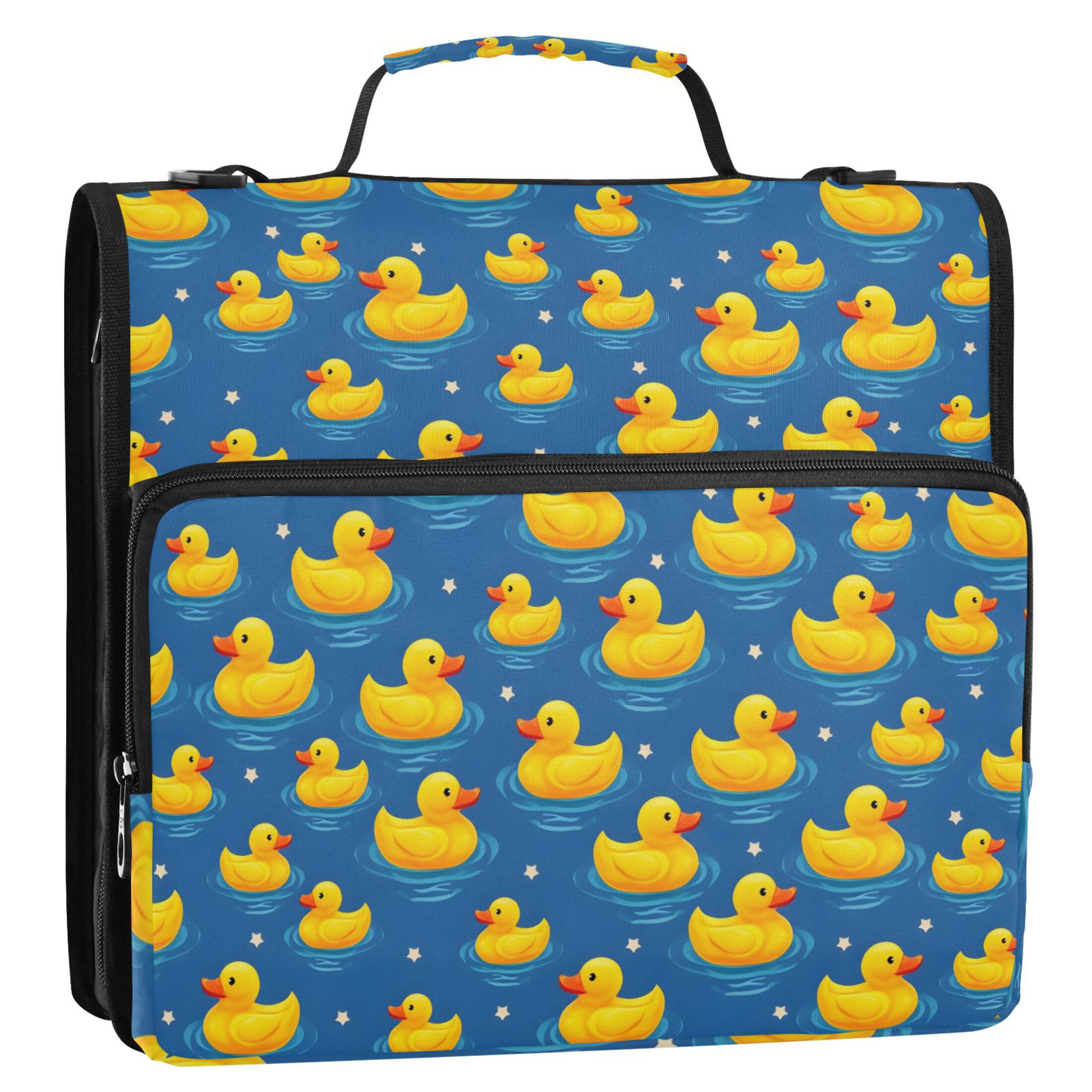 ALAZA Zipper Binder Cartoon Cute Ducks Blue 3 Ring Trapper Keeper File Folder Organizer Bag