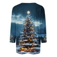 thumbnail image 4 of Elvqul Womens Cute Shirts 3/4 Sleeve Christmas Tops Pullover Plus Size Crew Neck Santa Blue Shirts for Juniors, 4 of 5