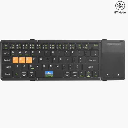 Jomaa Bluetooth Foldable Keyboard with Touchpad Left Right Keys Rechargable Wireless Keyboard for Windows Mac OS Laptop Tablets