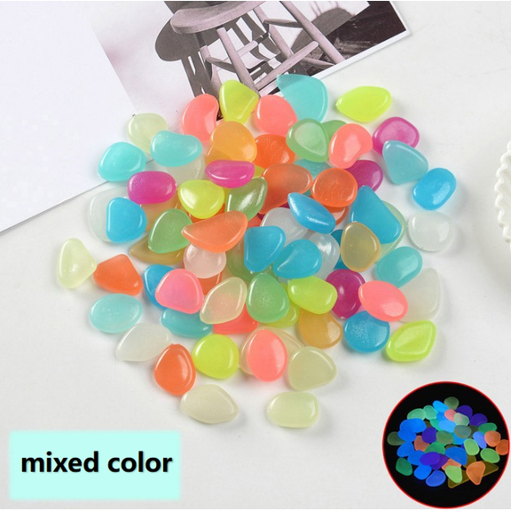 100PC Glow in The Dark Pebbles, 3mm Colorful Luminous Stones, Glowing Rocks for Garden Walkway Driveway Aquarium Fish Tank Outdoor Decor mixed color