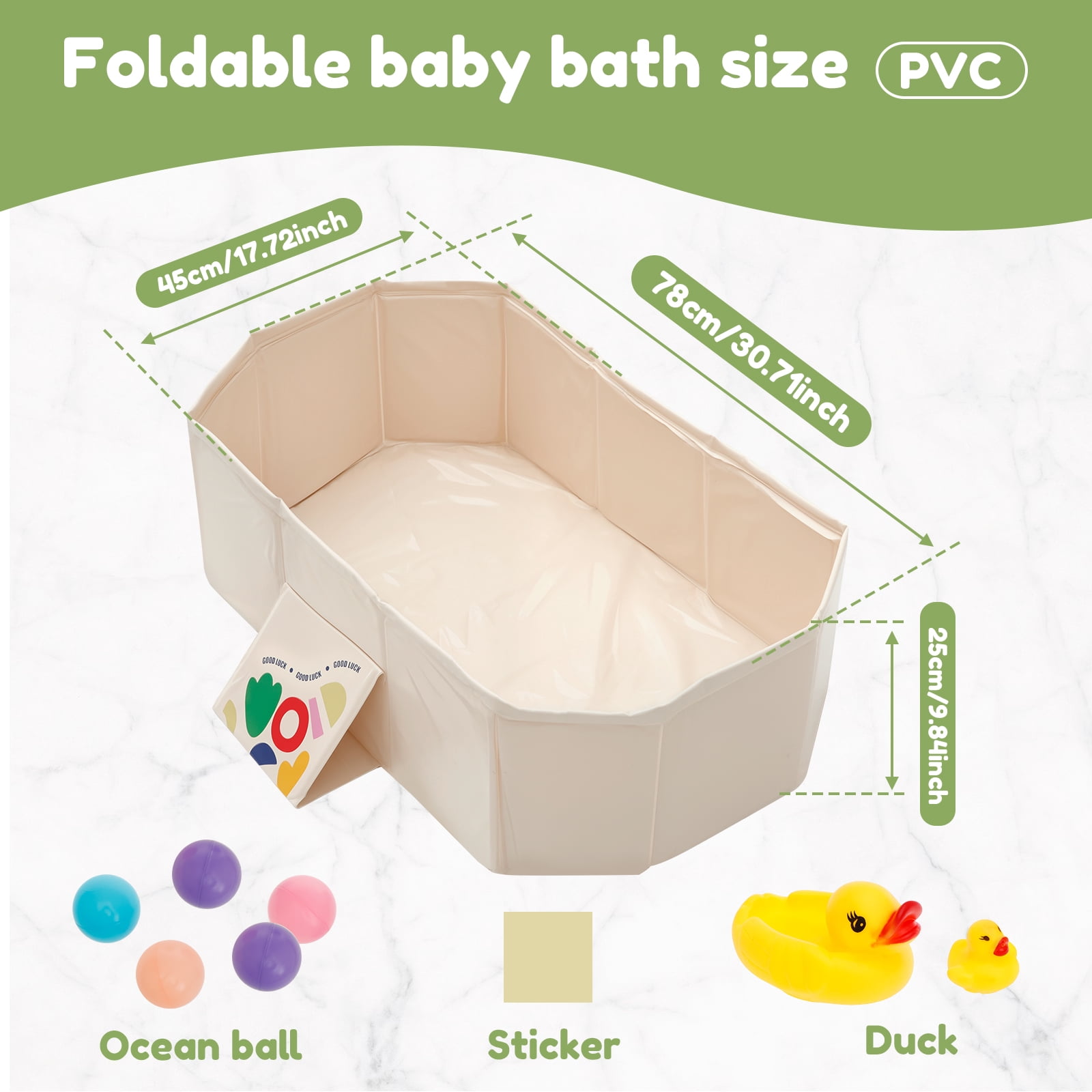 LINFANG PVC Foldable Baby Bath for Kid Pet Space Saving Toddler Infant Bathtub Sturdy Baby Tub for Newborn Home Laundry Use