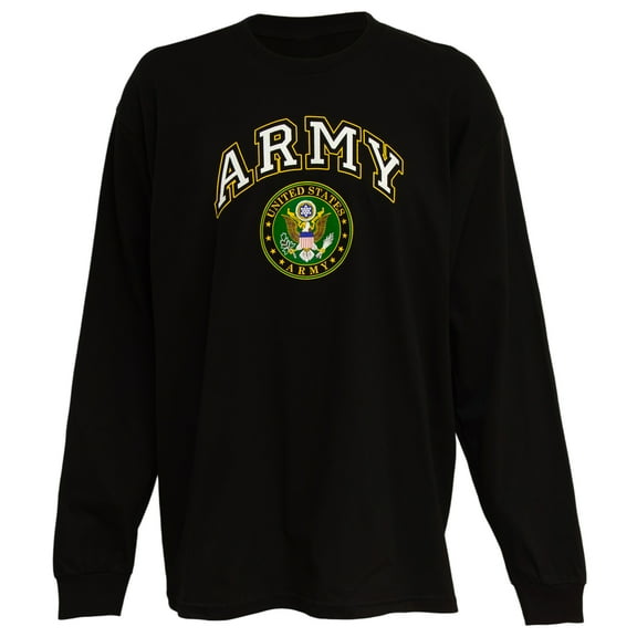 Officially Licensed U.S. "Army" Men's Graphic Long Sleeve T-Shirt in Black, XL