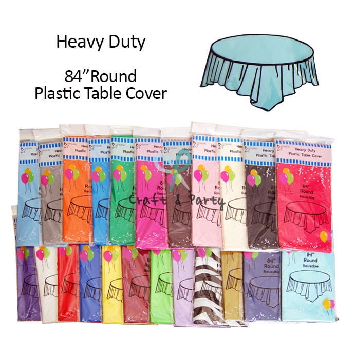 Photo 1 of (6-pack) Heavy Duty Plastic Table Covers Tablecloth (Reusable) (Round 84)