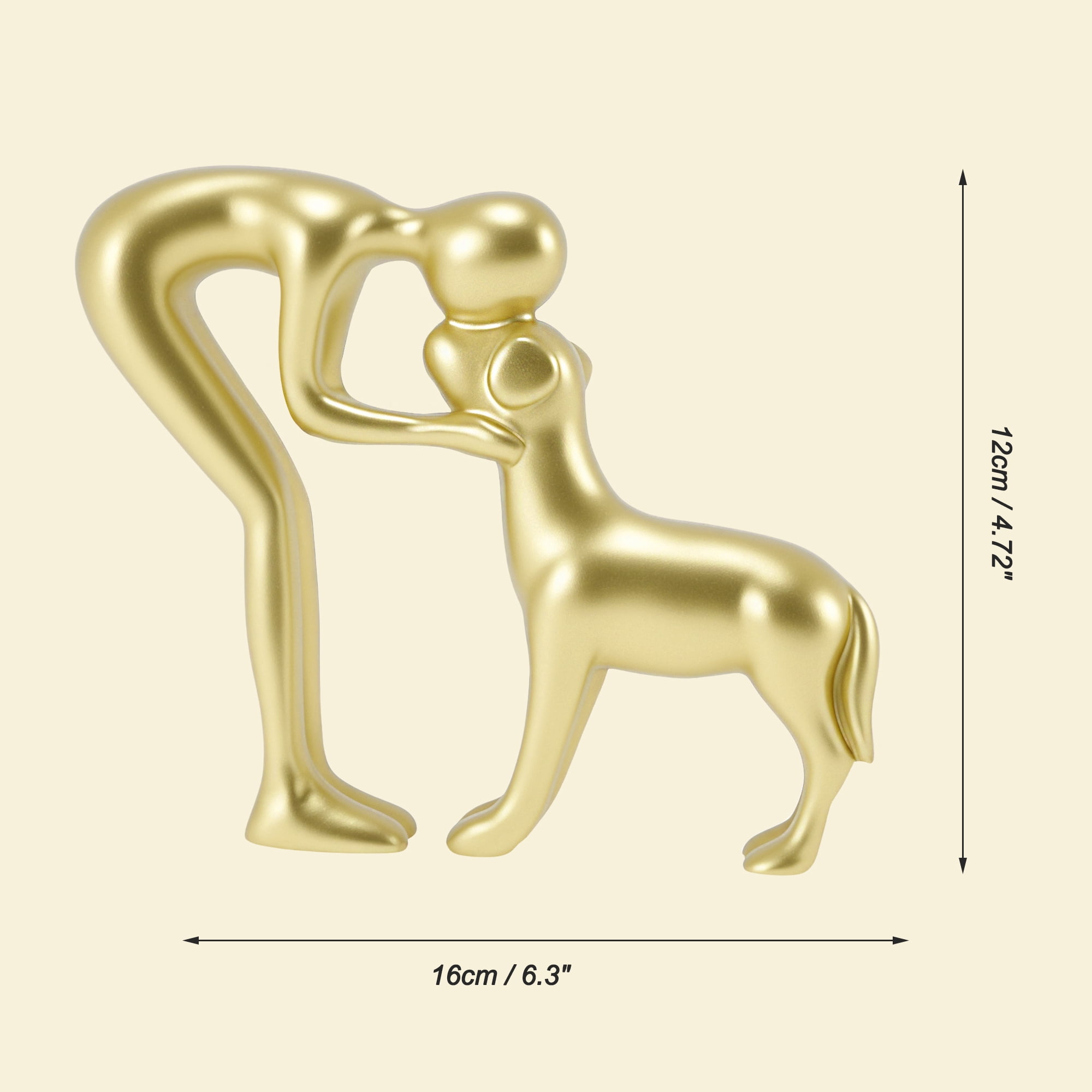Unique Bargains Dog Statue Decor for Office Living Room Home Gold Tone